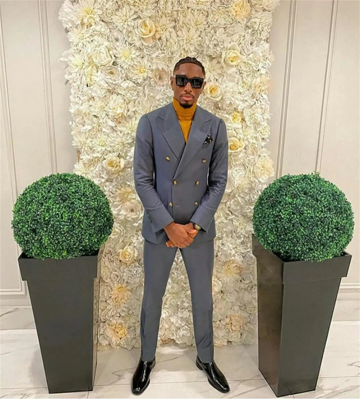 Beau smoking de mariage croisé pour homme, coupe slim, grande taille, pour bal de promo, veste et pantalon