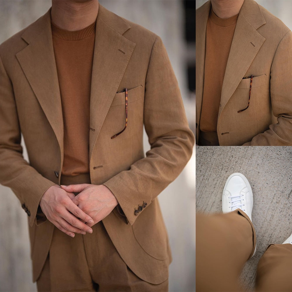 Costumes pour hommes avec veste et pantalon deux pièces, revers châle, smokings de créateur pour mariage, occasions formelles 