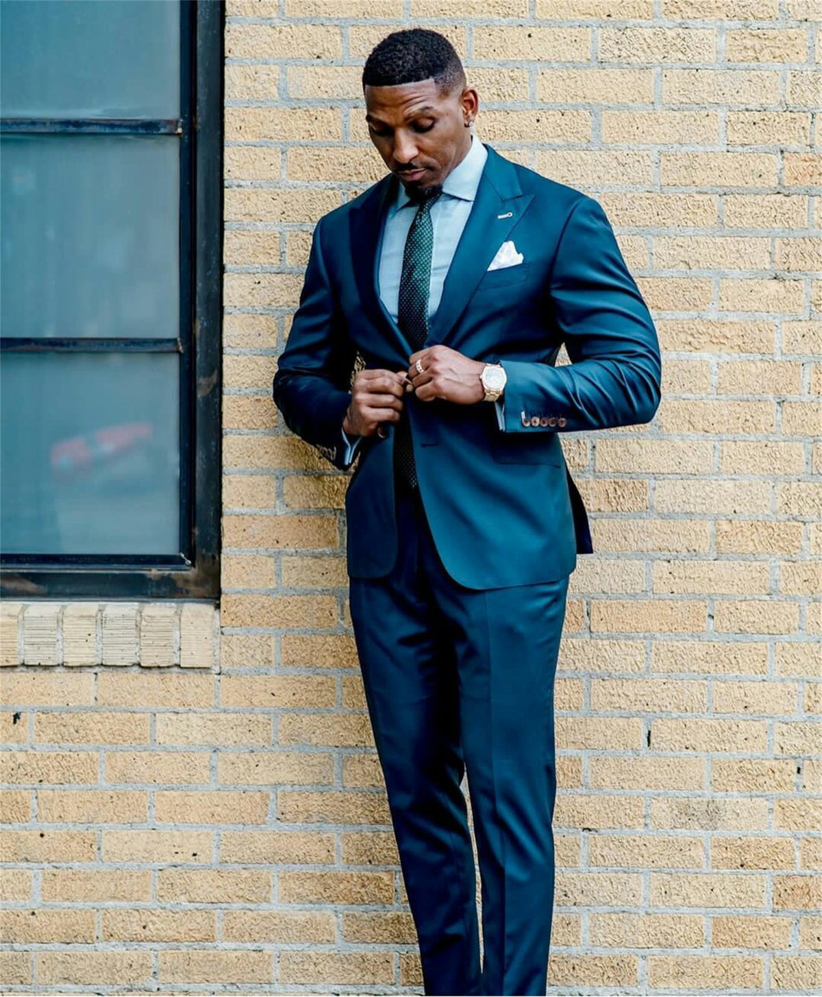 Trajes de negocios para hombre, dos botones, trajes de novio, talla grande, para fiesta de graduación, chaqueta y pantalón. 