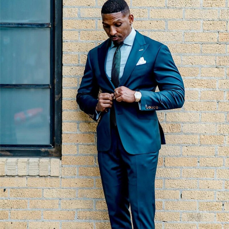 Trajes de negocios para hombre, dos botones, trajes de novio, talla grande, para fiesta de graduación, chaqueta y pantalón. 