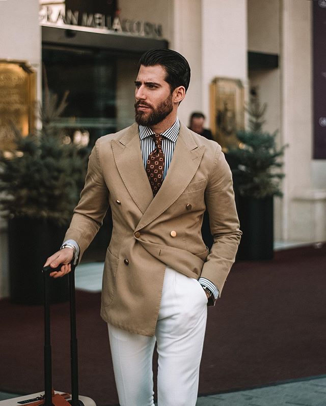 men Suits Two Piece Tweed Suit Herringbone Peaked Lapel Custom Groom Tuxedos Wedding Prom Dress Jacket Pants