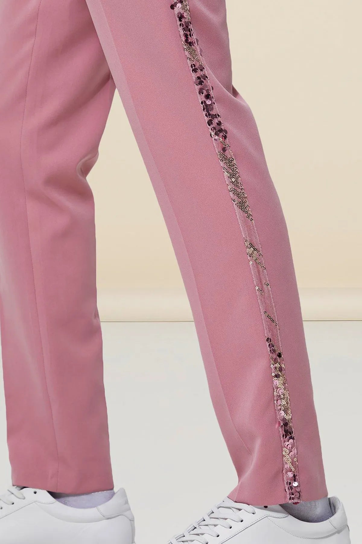 Traje de novio a medida con chaqueta y pantalón de lentejuelas rosas, elegante, para boda, 2 piezas 