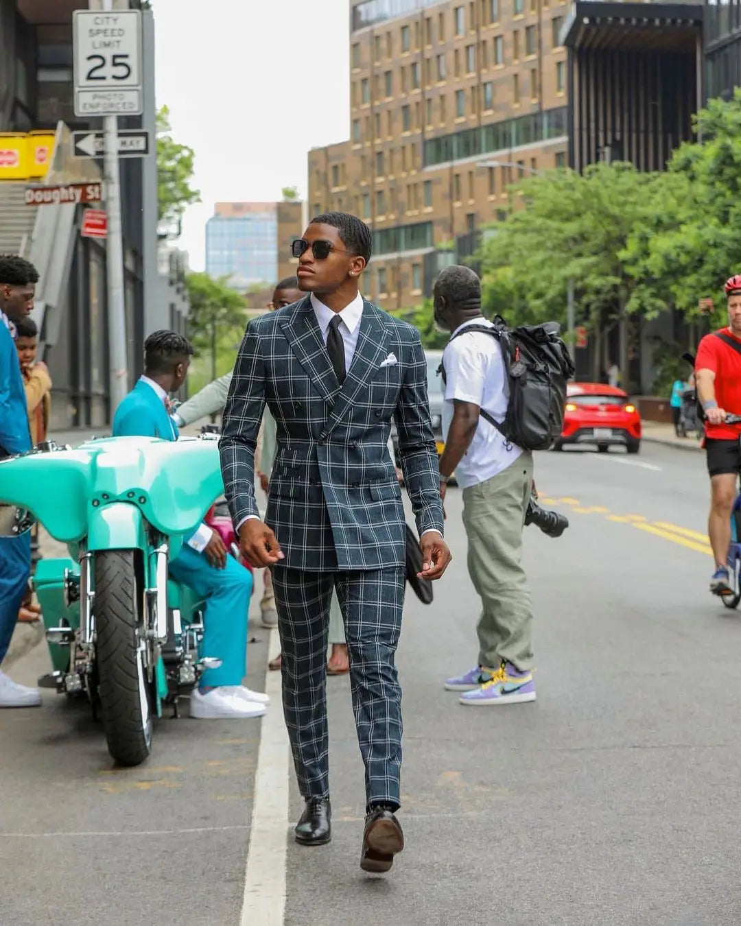 Costume à carreaux pour homme, tenue de marié, blazer croisé, smoking, formel, affaires, bal, pantalon (veste + pantalon)
