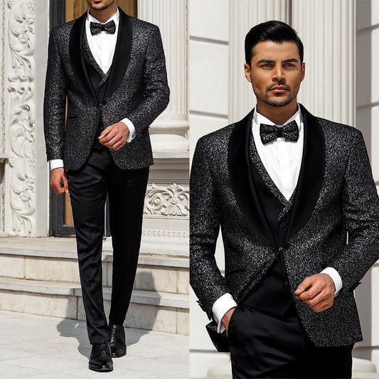 Slim Business Men Suits With 3 Pieces Jacket Vest Custom Made Designer Wedding Party Formal Occasion