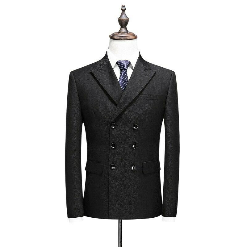 Smoking trois pièces grande taille pour homme, costume croisé multi-boutons, décontracté, jacquard, blazer