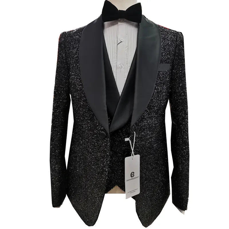 Costumes pour hommes Boutique Groom Casual Slim fit style britannique ensemble 3 pièces robe de soirée de mariage smoking 