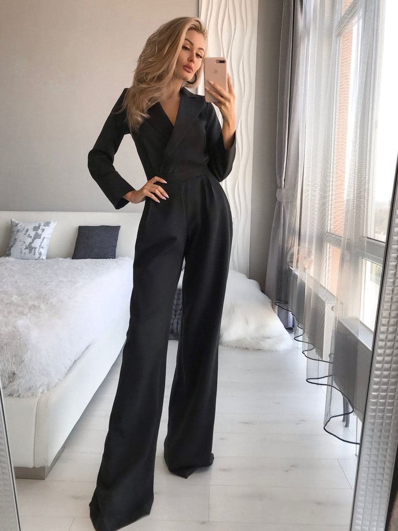 Black Bridal Wedding Pants Suits Women Evening Jumpsuits Party Blazer Tuxedos Mother of the Bride Formal Wear
