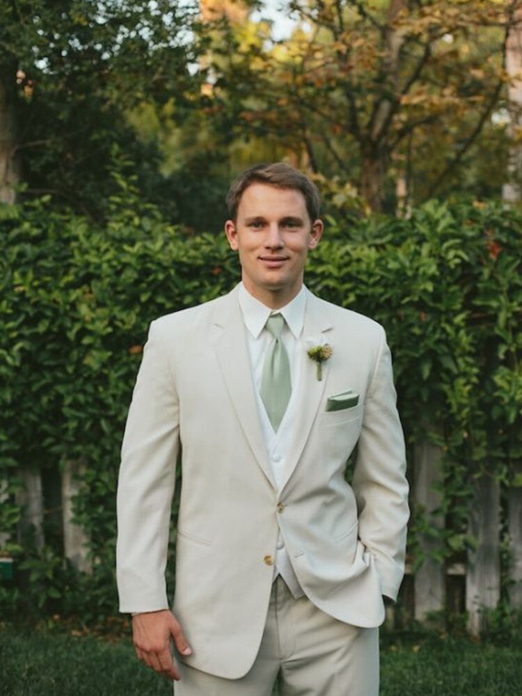 Traje formal de 2 piezas entallado color marfil para hombre, esmoquin personalizado para novio, boda, graduación, boda, conjunto de 2 piezas