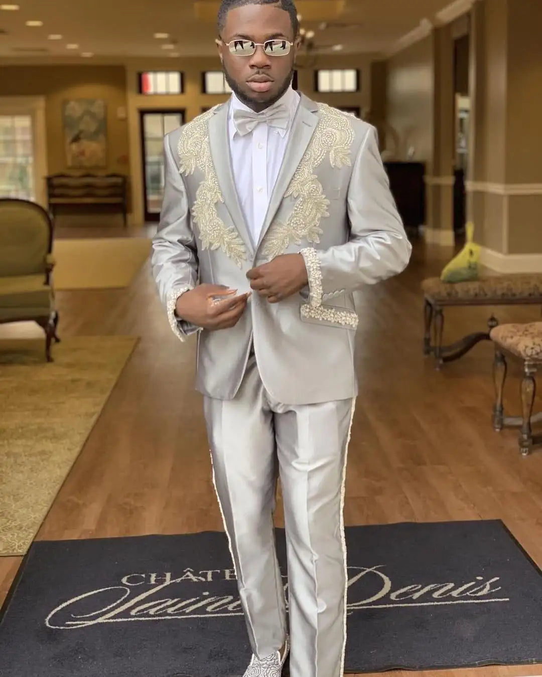Costume de luxe pour homme avec perles, blazer, smoking, bal de promo, soirée, tenue de soirée (veste + pantalon)