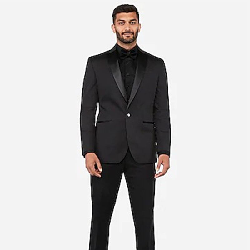 Traje formal ajustado negro de 2 piezas para hombre, esmoquin personalizado para novio, boda, graduación, boda, conjunto de 2 piezas