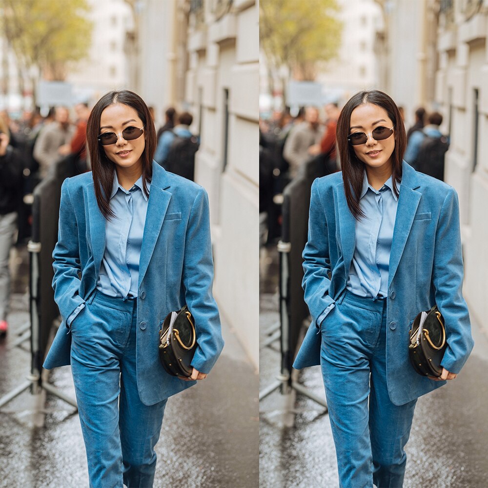 Winter Warm Velvet Women Wedding Tuxedos Leisure Ladies Prom Evening Guest Formal Custom Made Pants Suits (Jacket+Pants)