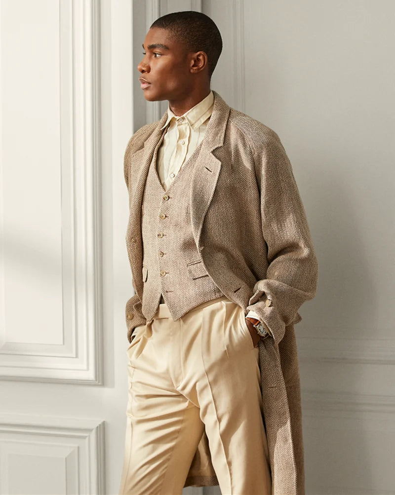Traje de espiga para hombre, a medida, 2 piezas, blazer, chaleco, botonadura sencilla, moda, formal, negocios, casual, fiesta, a medida