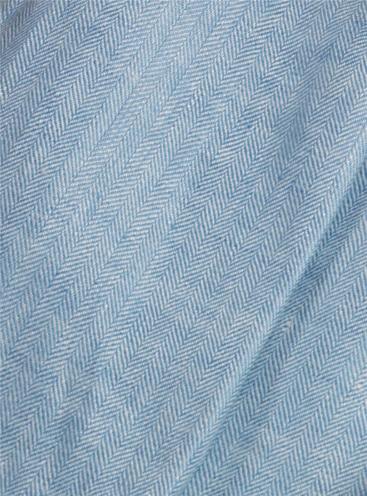 Herringbone Men's Suit 2 Pieces Blazer Pants One Button Peaked Lapel Business Slim Fit Blue Wedding Groom Tailored Costume Homme