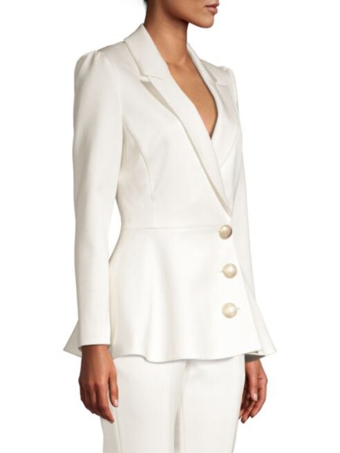 Ivory White Women Suits Customized Blazer Trousers Long Sleeve Jacket Loose Pants Coats 2 Pieces