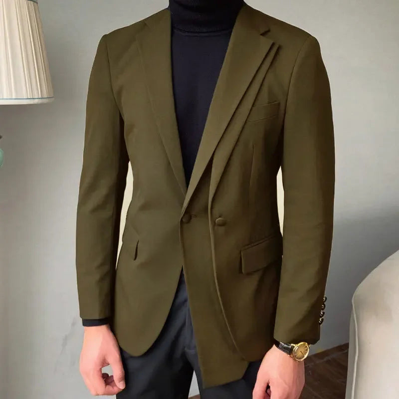 Conjunto de blazer y pantalón clásico negro ajustado para hombre