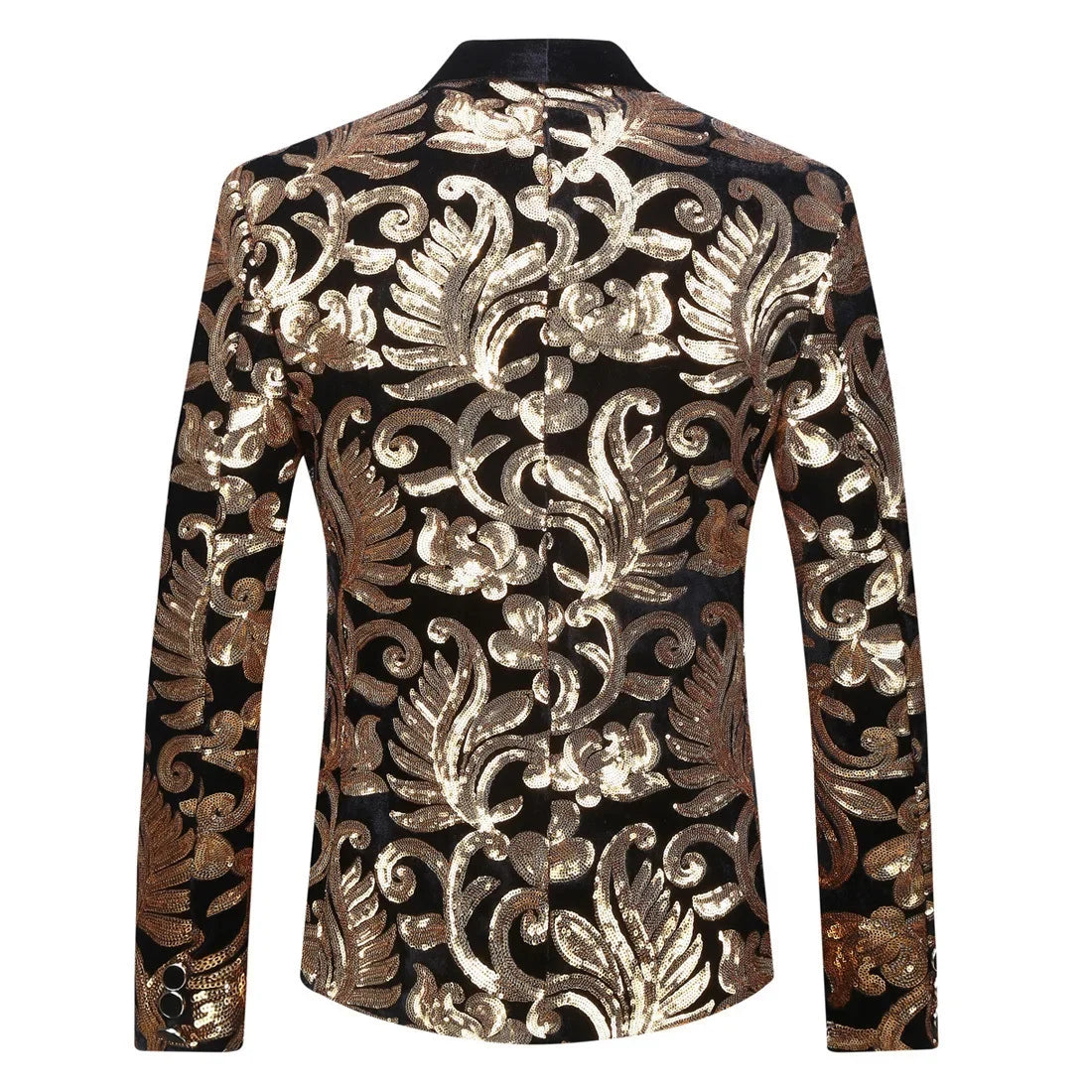 (Blazer + Pantalones) Conjunto de dos piezas de traje elegante informal de terciopelo dorado para hombre, ideal para bodas, banquetes y fiestas con lentejuelas