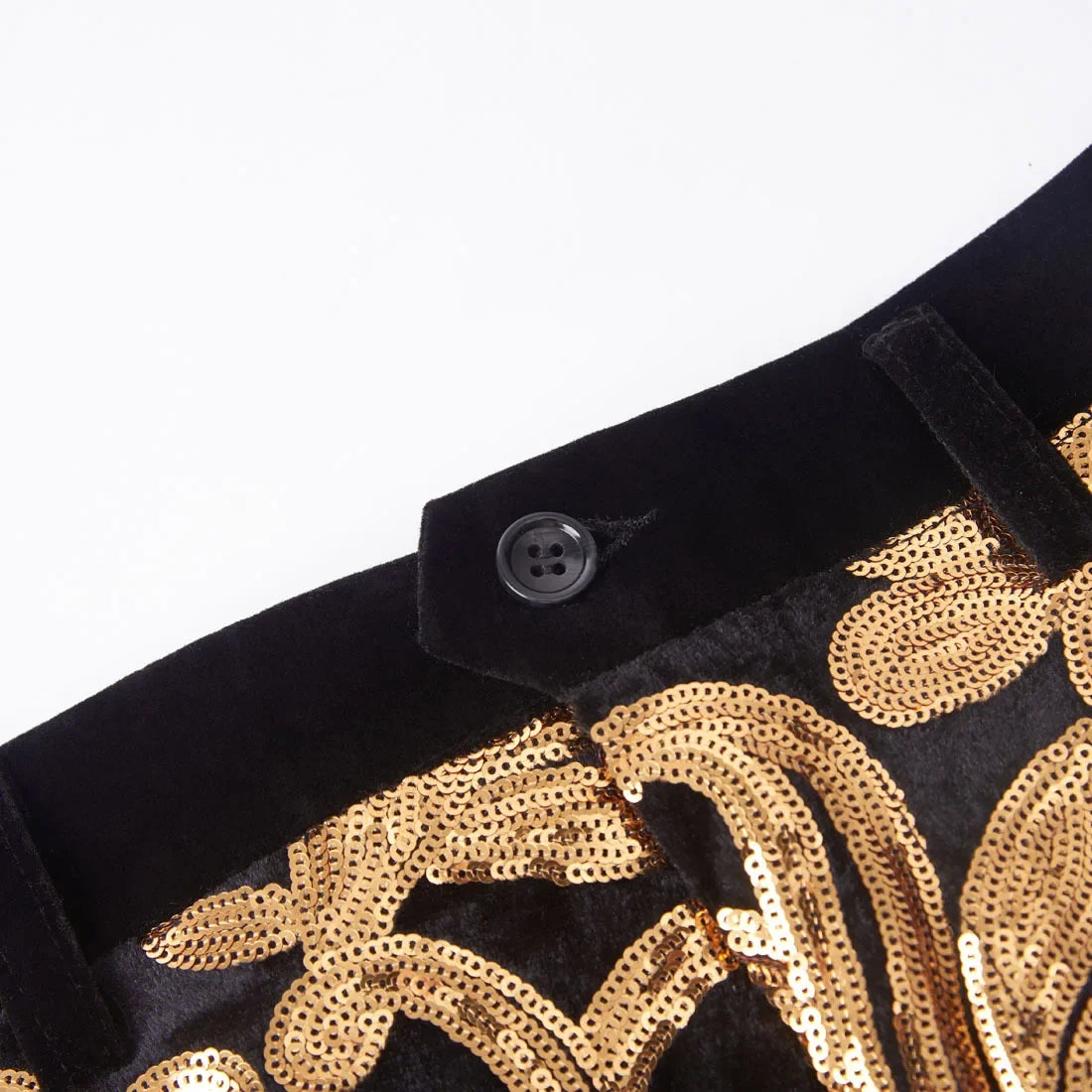 (Blazer + Trousers) Men's Gold Velvet Fashion Elegant Casual Wedding Banquet Party Sequin Costumes Two Piece Set