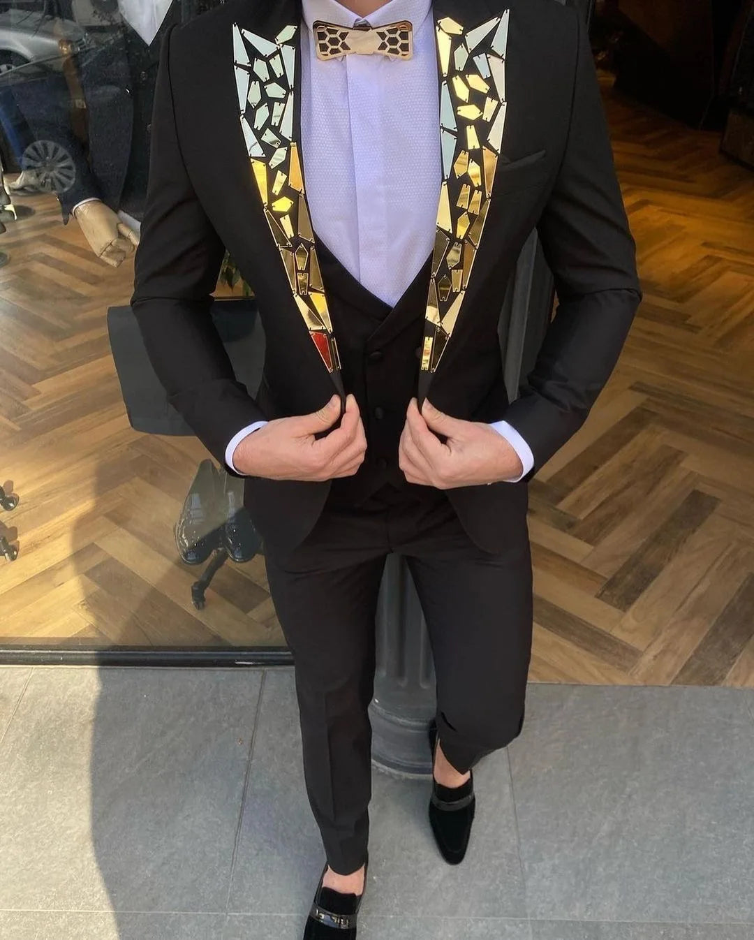 Smoking homme 2 pièces noir de haute qualité avec perles en cristal, veste blazer de mariage à un bouton, veste de soirée de bal d'affaires