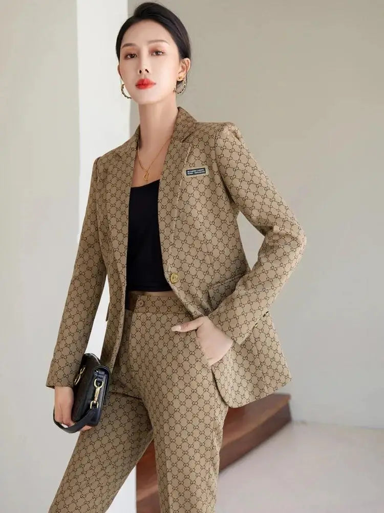 Ensembles de costumes d'affaires en tissu pour femmes avec pantalon et blazer