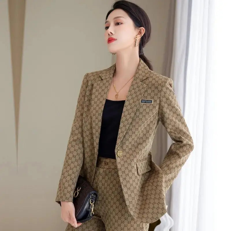 Ensembles de costumes d'affaires en tissu pour femmes avec pantalon et blazer