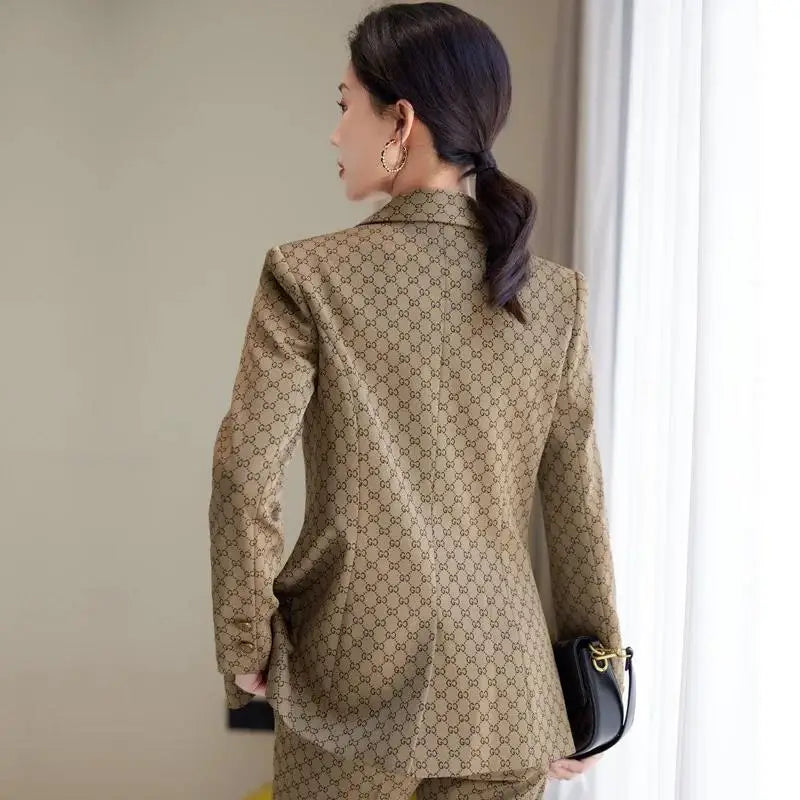Ensembles de costumes d'affaires en tissu pour femmes avec pantalon et blazer