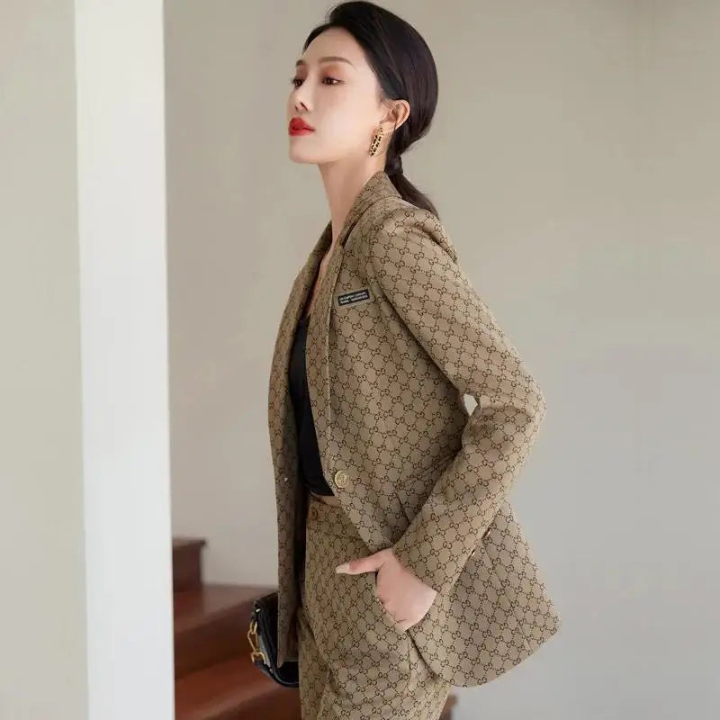 Ensembles de costumes d'affaires en tissu pour femmes avec pantalon et blazer