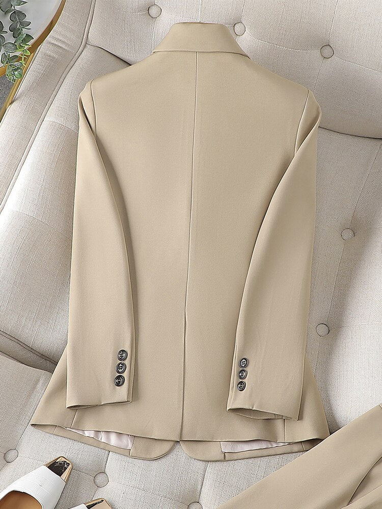 Blazer à manches longues pour femme, bleu café kaki, veste slim à un bouton, tenue de travail formelle pour femme 