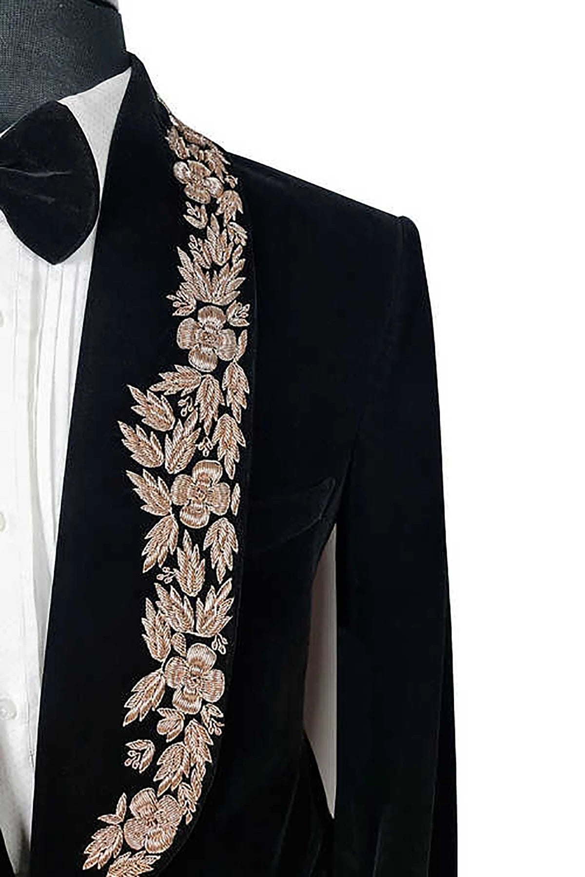 Luxurious Velour Embroidered Men's Wedding Suit Tailored for Grooms Formal Events Party Attire