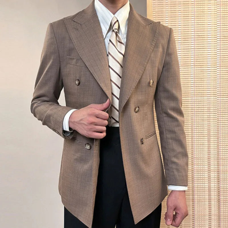 Costume de mariage pour homme, costume formel décontracté à double boutonnage, 2 pièces, pour bureau, travail, fête, bal de promo