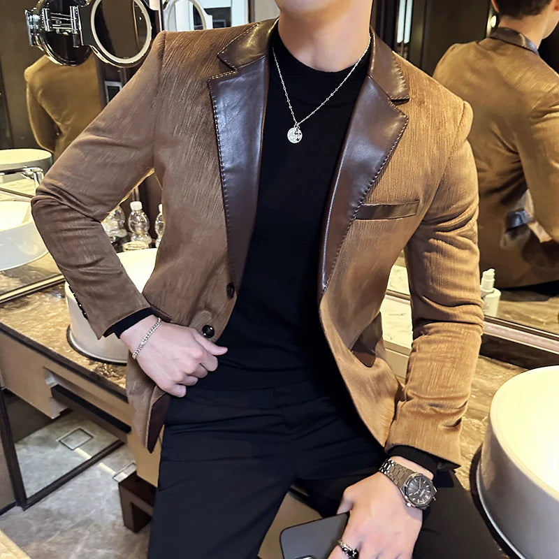 Stylish Black Velvet Suit Jacket for Men Elegant All-in-One Occasion Wear Luxury Deerskin Textured Design