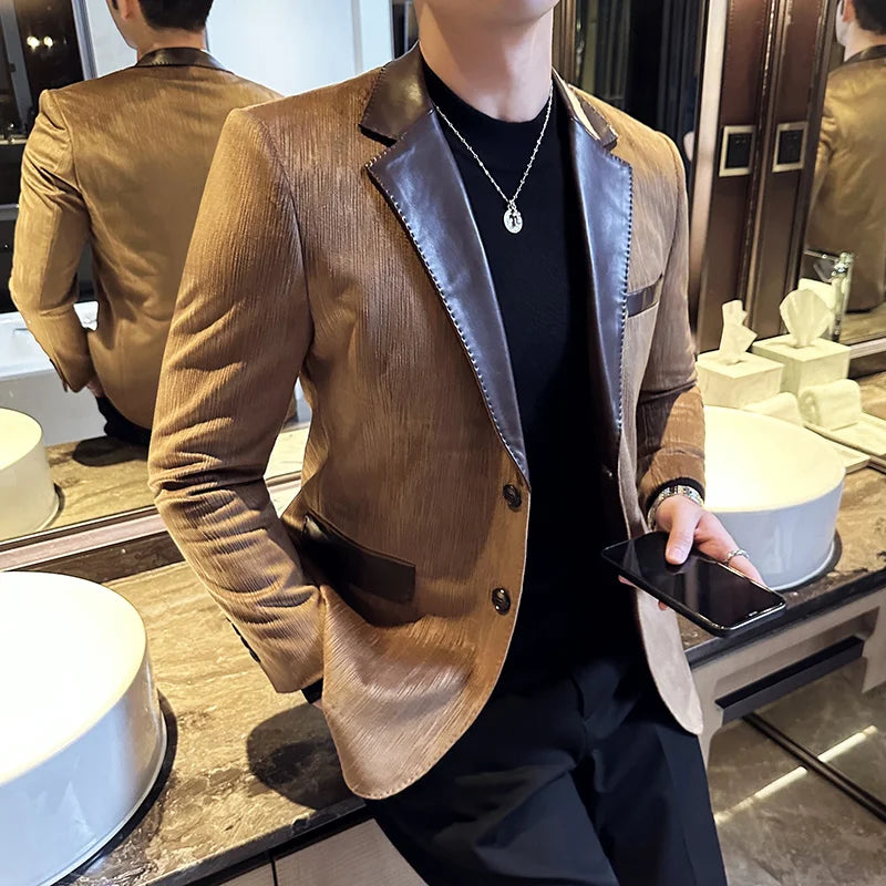 Stylish Black Velvet Suit Jacket for Men Elegant All-in-One Occasion Wear Luxury Deerskin Textured Design