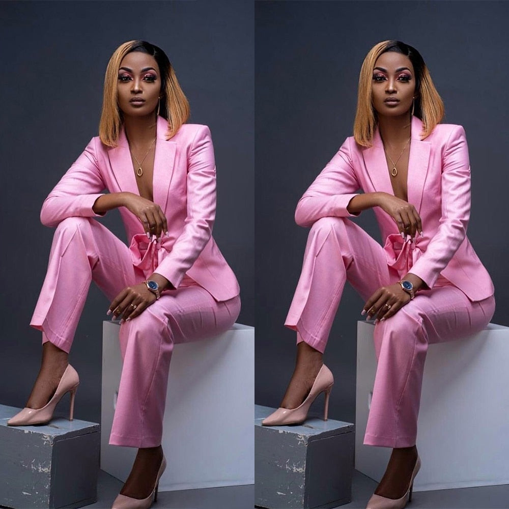 Hot Pink Ladies Suits For Wedding Mother of the Bride Blazer Wide Leg Set Evening Party Tuxedos Street Wear 2 Pieces