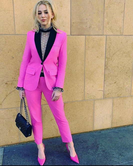 Hot Pink Red Carpet Women Pants Suits For Wedding Mother of the Bride Suit Ladies Evening Party Tuxedos Formal Wear 2 pieces