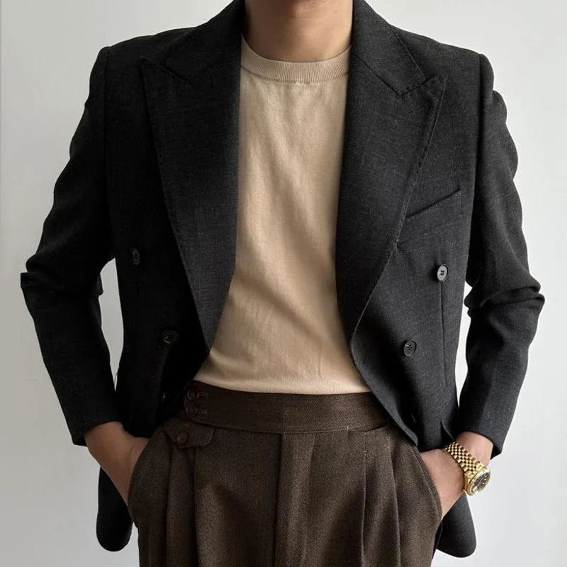 Costume croisé pour homme, blazer d'affaires, de luxe, style rétro, manches longues, pour bal de promo