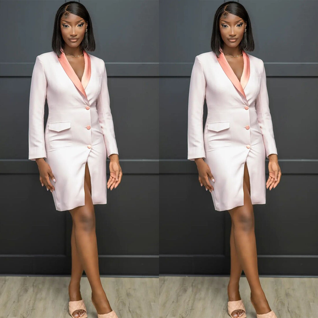 Blazer ajustado color marfil para mujer, estilo urbano, para boda, de satén, con solapa, para madre de la novia, para fiesta de noche, formal, chaqueta larga 