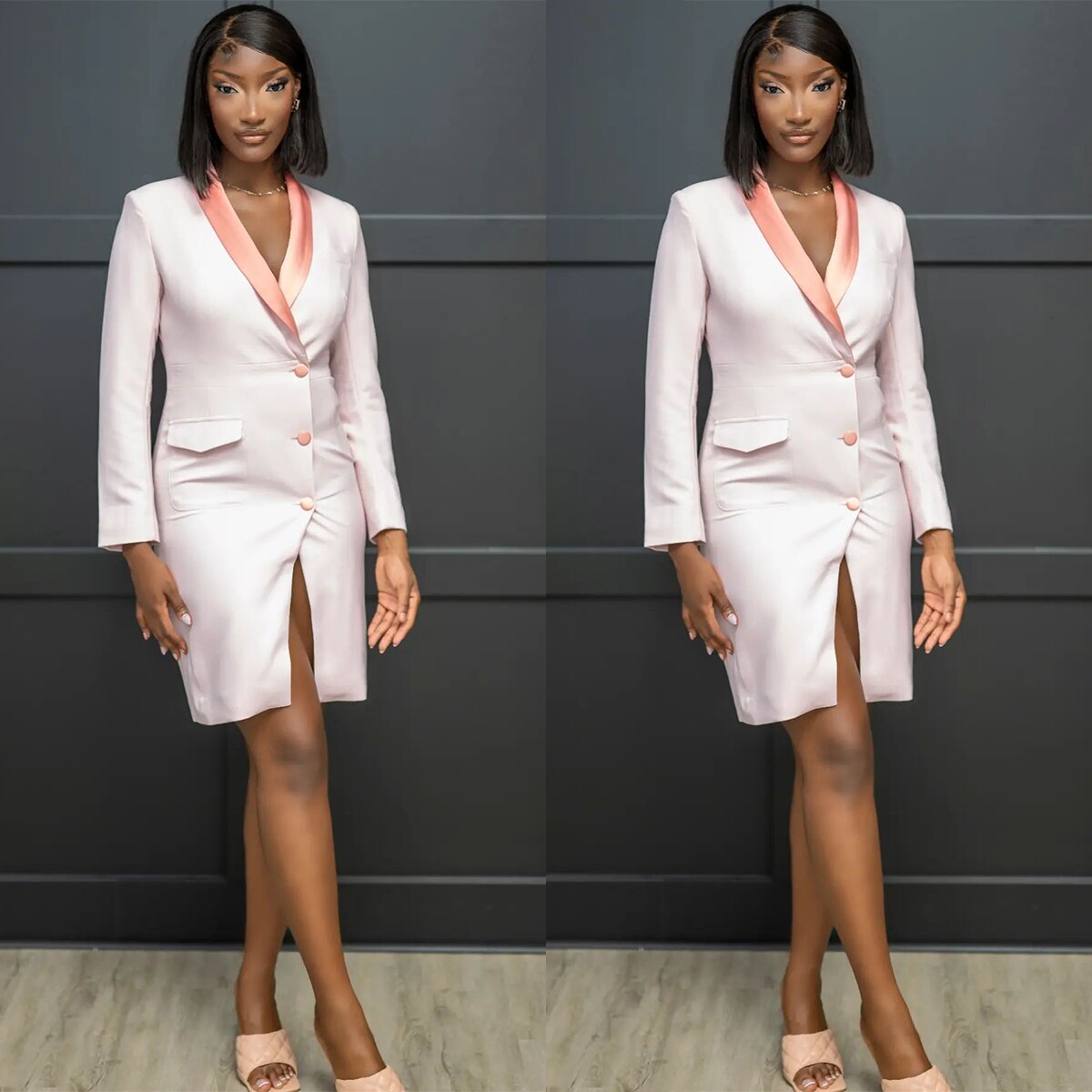 Ivory Slim Women Blazer Street Power For Wedding Satin Lapel Mother of the Bride Wear Evening Party Formal Long Jacket