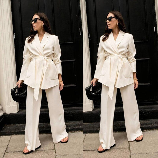 Ivory Street - Costumes pour femmes - Haut court - Smoking formel - 2 pièces - Grande taille (veste + pantalon) 