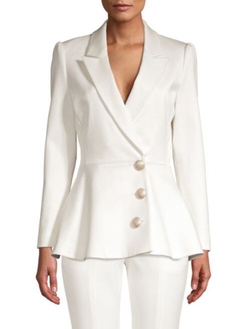 Ivory White Women Suits Customized Blazer Trousers Long Sleeve Jacket Loose Pants Coats 2 Pieces