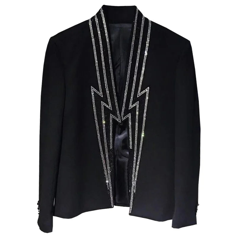 Veste Homme Industrie Lourde Luxe Banquet Veste Blazer Masculino Foudre Strass Veste Club Fête Blazer Hommes Costume de Scène