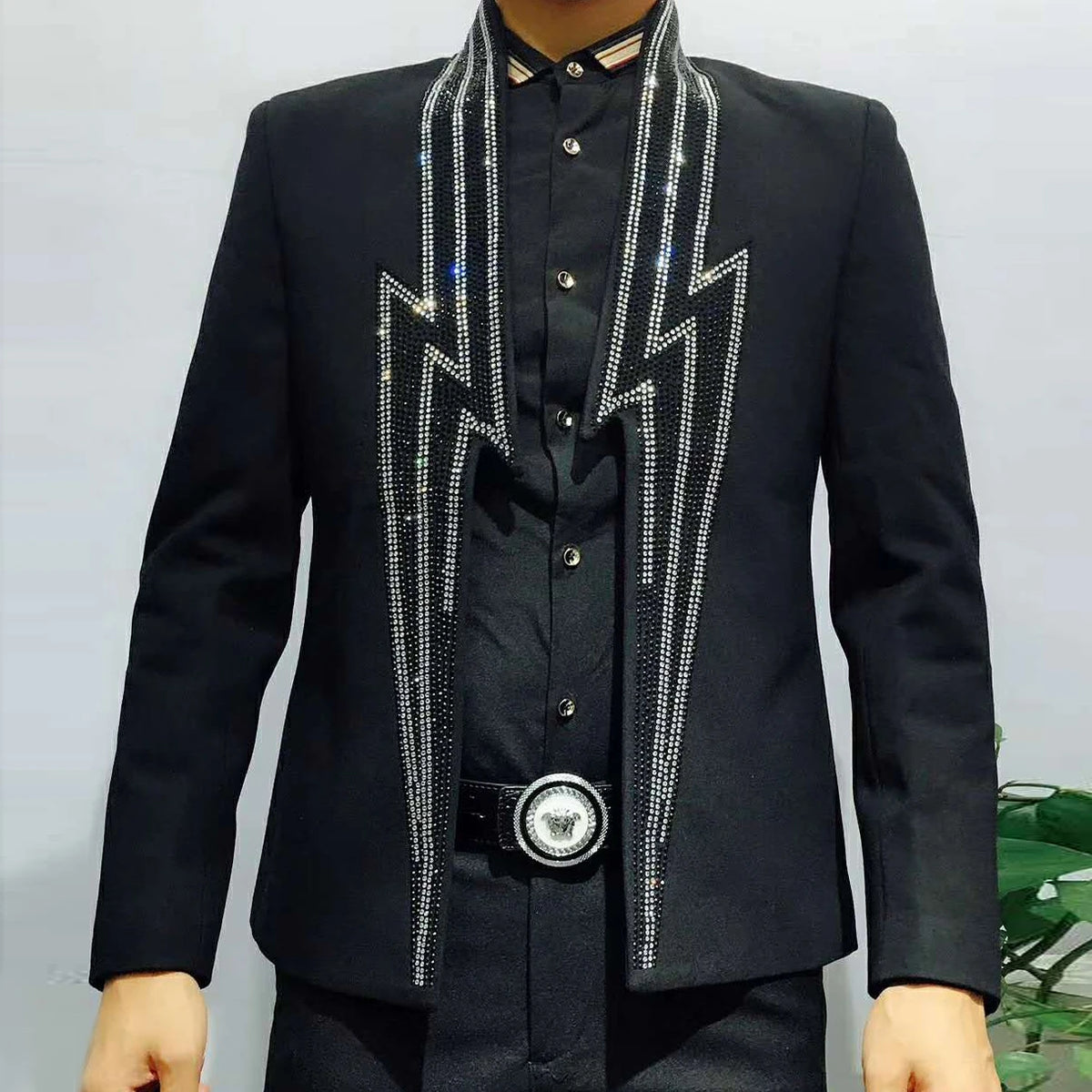 Veste Homme Industrie Lourde Luxe Banquet Veste Blazer Masculino Foudre Strass Veste Club Fête Blazer Hommes Costume de Scène