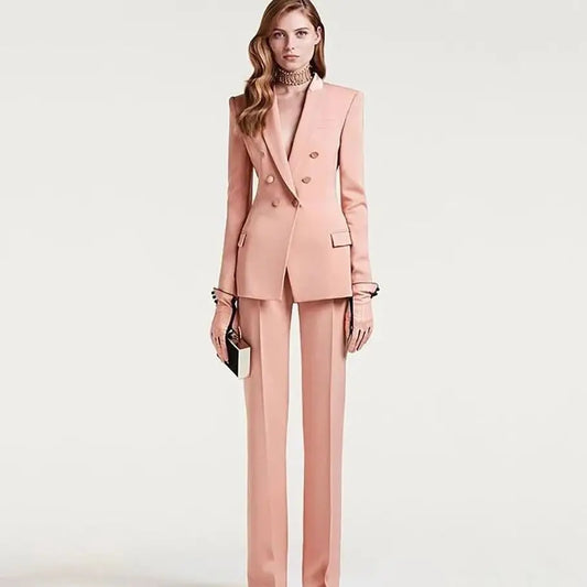 Jacket+Pants Women's Business Suit Female Office Uniform Ladies Formal Trouser Suit Double Breasted Women's Tuxedo Custom