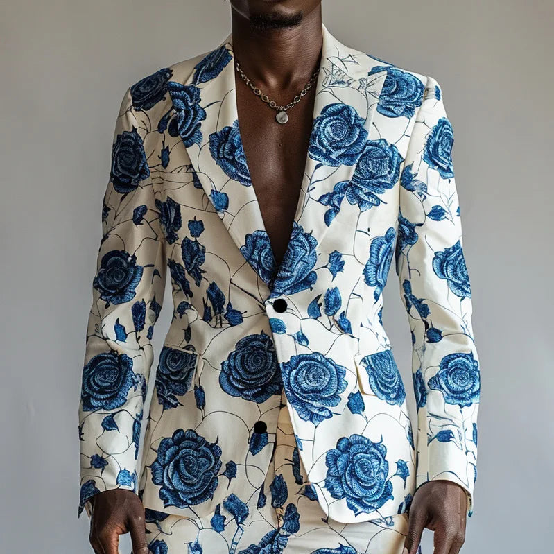 Elegante traje con estampado floral 3D para hombre, ideal para bodas, fiestas y espectáculos: conjunto de chaqueta y pantalón de lujo.