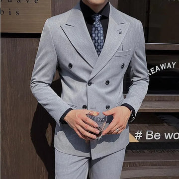 (Jacket+Vest+Pants) Design Men Suits Business Costume Homme Wedding Dress Groom Tuxedo Slim Fit Prom Double Breasted Blazers