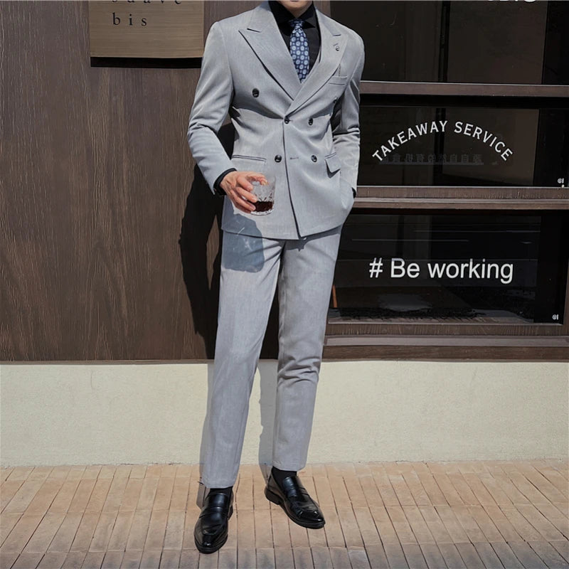 (Veste + Gilet + Pantalon) Design Hommes Costumes Costume d'affaires Homme Robe de mariée Marié Smoking Slim Fit Bal Double Boutonnage Blazers