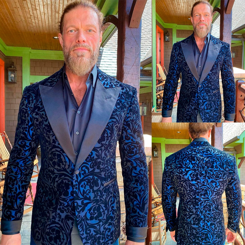 Costume Jacquard pour homme, une pièce, coupe slim, sur mesure, blazer à un bouton, tenue de travail pour marié, décontracté 