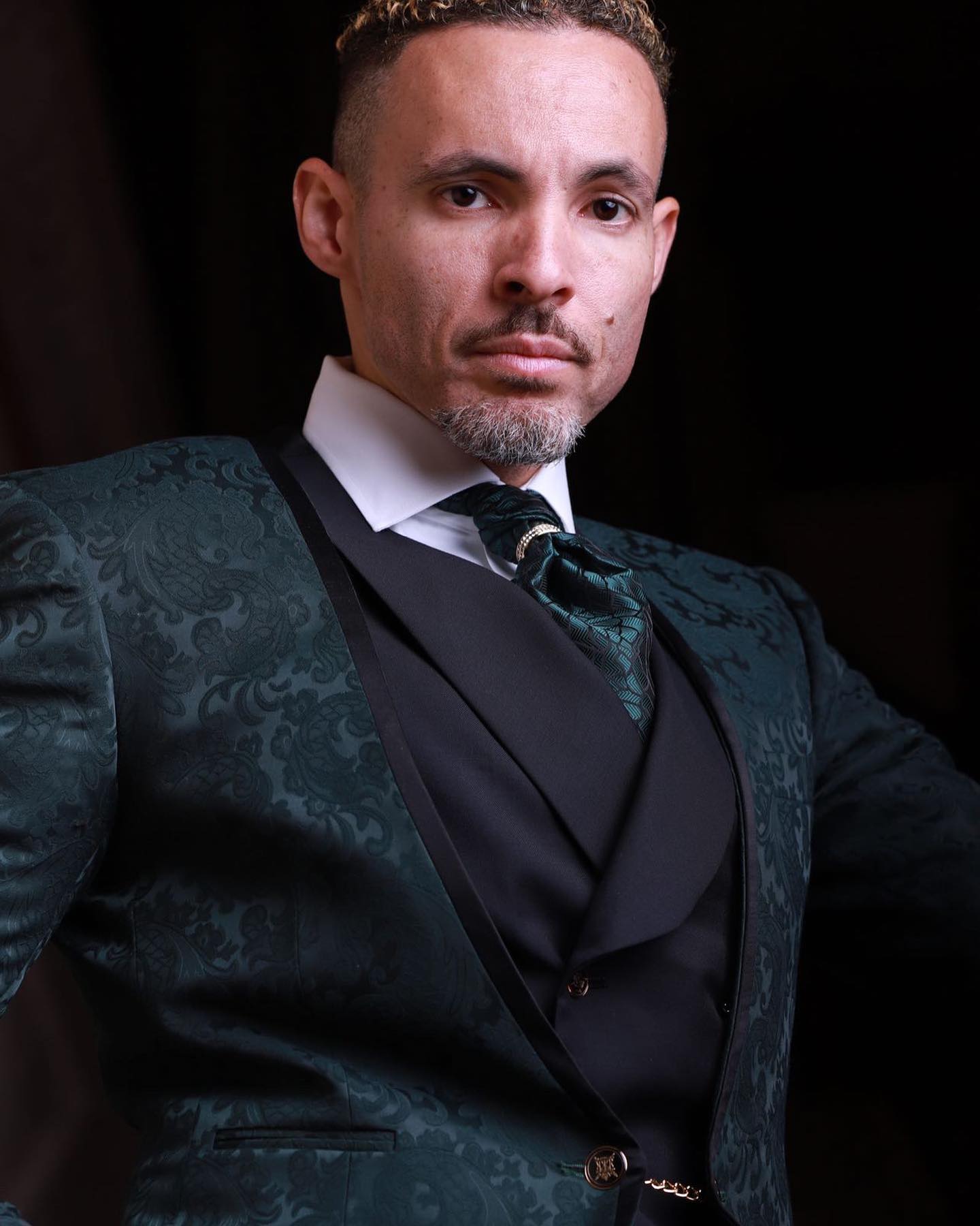 Jacquard Men's Suit 3 Pieces Blazer Black Vest Pants One Button No Lapel Business Slim Fit Formal Wedding Groom Costume Homme