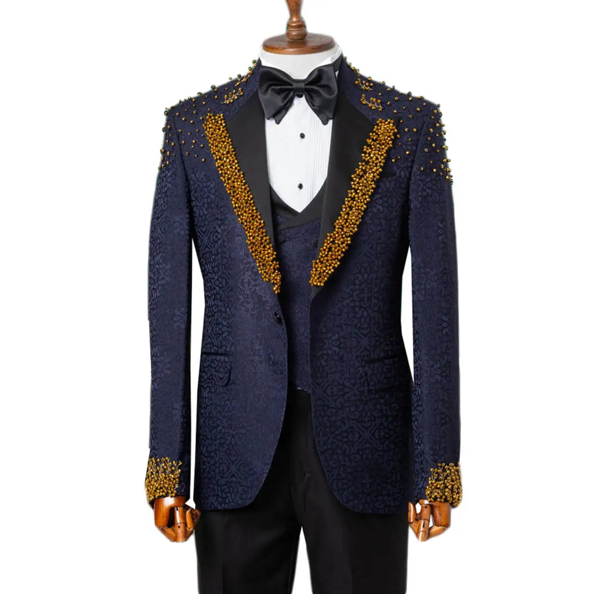 Jacquard Men's Suit Fashion Beads Wedding Suits Comfort 3-Pieces Party Tailor-Made Groom Groomsman Formal Occasions Customized