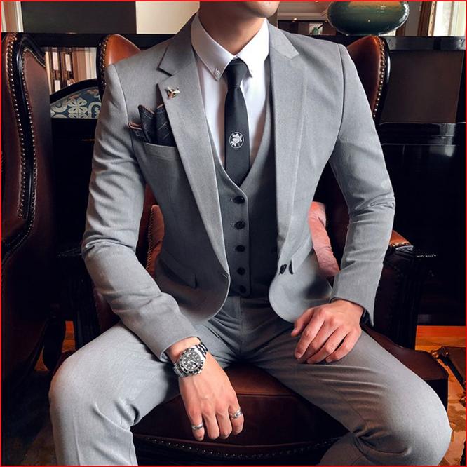 Smoking classique à revers cranté pour homme (veste + pantalon) 