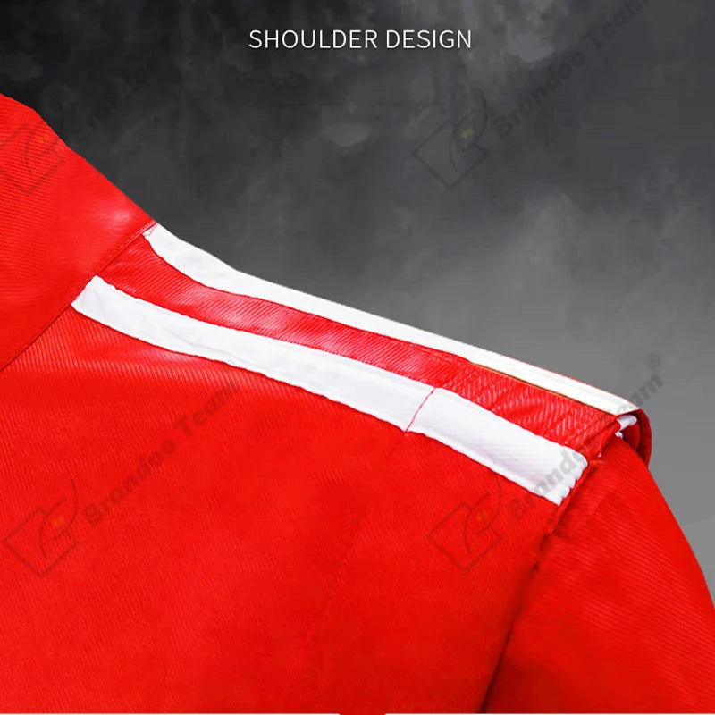 Traje de carreras rojo y blanco para niños, mono de cuerpo entero para deportes de karting 