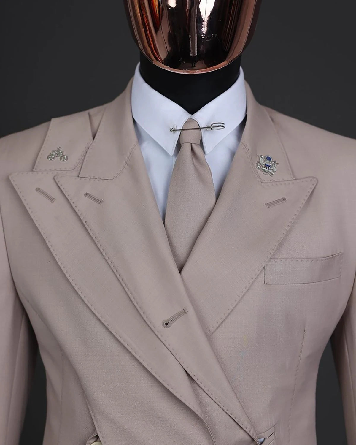 Ensemble élégant costume kaki 2 pièces pour homme, blazer croisé et pantalon, smoking slim fit pour mariages et événements professionnels